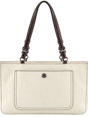 Coach Chelsea Pebbled Leather Tote. Leather Cream with Dark Brown handles.